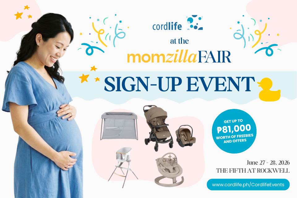 Parents-to-be, don't miss your chance to enjoy up to ₱81,000+ worth of gifts and perks when you sign up for Cordlife's stem cell banking service at the event! 💙👶
